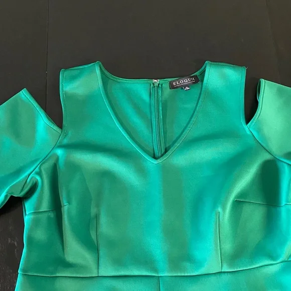 Eloquii Green Cold Shoulder Dress Size 20 - Picture 5 of 8